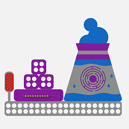 Элемент настенной панели "Котельная-градирня и шлагбаум", мягкий полимер