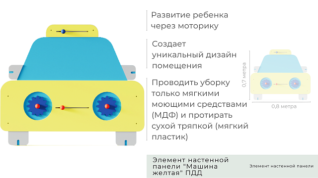 Элемент настенной панели "Машина желтая" ПДД