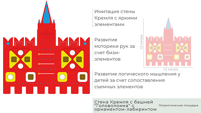 Стена Кремля с башней "Головоломка" с орнаментом-лабиринтом
