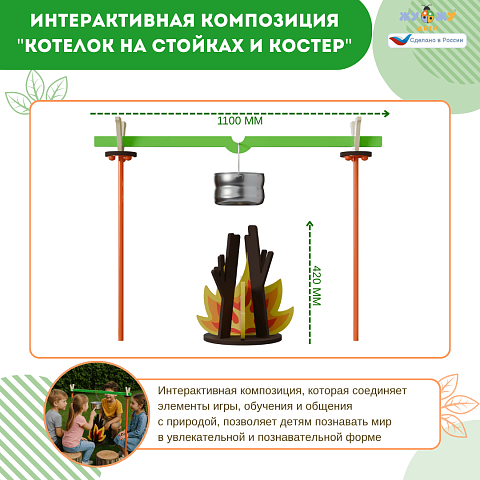 Экоплощадка Жу-Жу: интерактивная композиция "Котелок на стойках и костер"