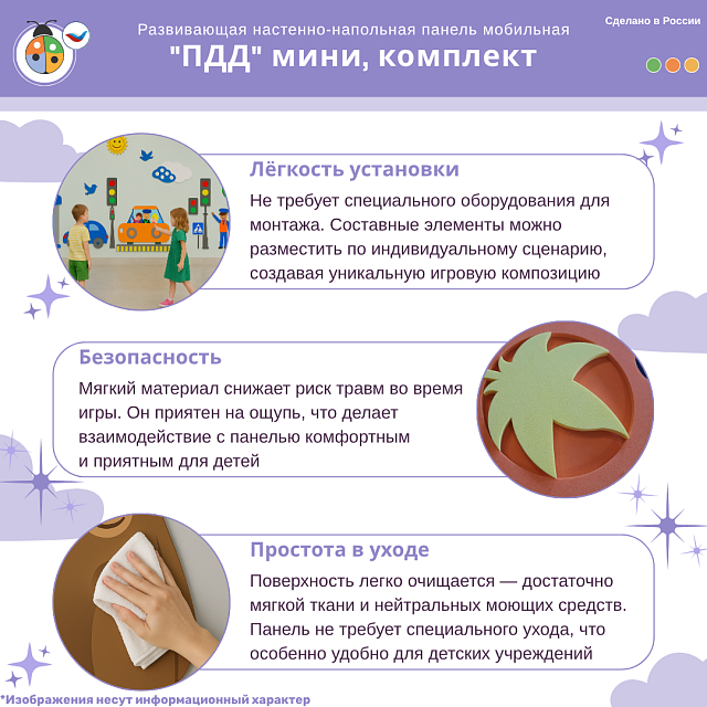 Развивающая настенная панель мобильная "ПДД" мини, комплект