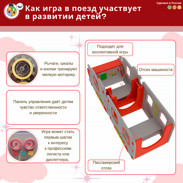 Игровой комплект мягкой сборной мебели "Поезд" с интерактивными элементами