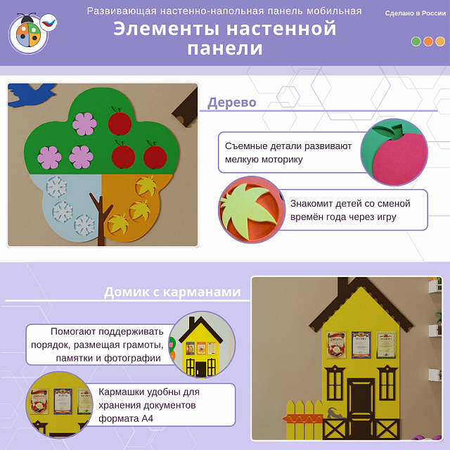 Развивающая настенно-напольная панель мобильная "ПДД" макси, комплект с ковриком