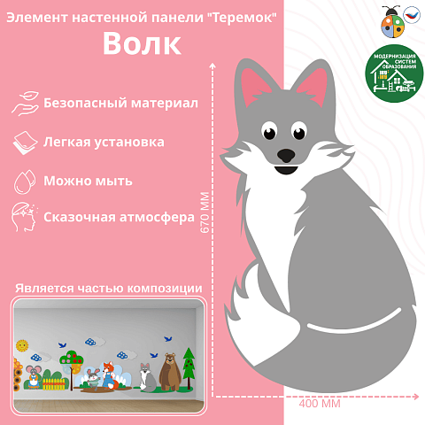 Элемент настенной панели "Теремок" Волк