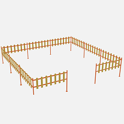 Ограждение, цвет: желтый, форма плашек округлые (11 секций) для музыкальной площадки