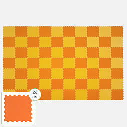 Коврик конструктор для игр и ползания "Жу-Жу", 70 клеток 260 мм, оранжево-желтый