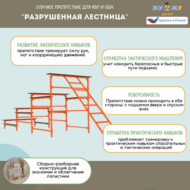 Уличное препятствие для НВП и ОБЖ: "Разрушенная лестница"