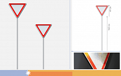 Знак дорожный "Уступи дорогу" 2.4 типоразмер 40 на столбе стационарный светоотражающий