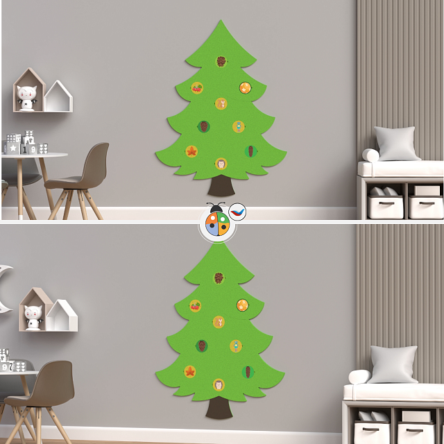 Многофункциональная развивающая настенная панель "Времена года на елке"