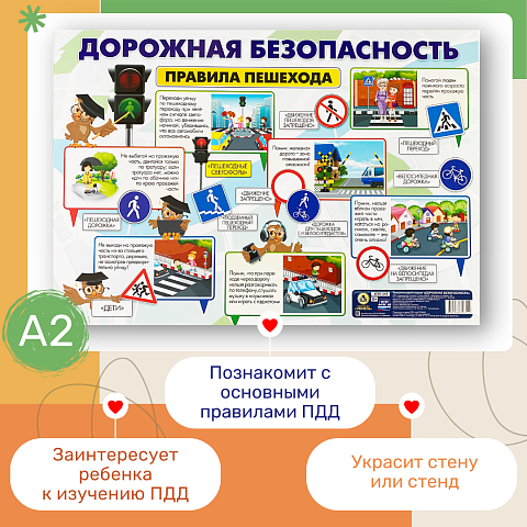 Учебно-методический плакат "Правила безопасности для пешехода"