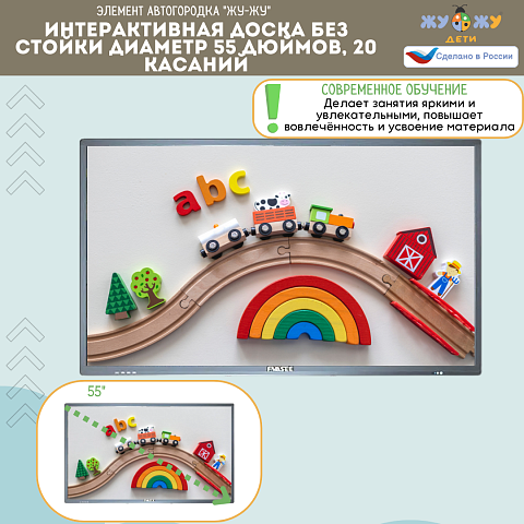 Интерактивная доска без стойки диаметр 55 дюймов, 20 касаний