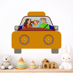 Элемент настенной панели "Машина оранжевая", мягкий полимер