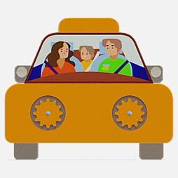 Элемент настенной панели "Машина оранжевая", мягкий полимер