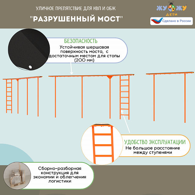  Уличное препятствие для НВП и ОБЖ "Разрушенный мост"