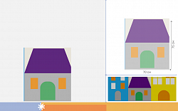 Элемент настенной панели "Город" Серый домик с фиолетовой крышей
