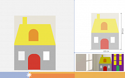 Элемент настенной панели "Город" Серый домик с желтой крышей