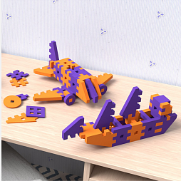 Мегаконструктор мягкий "Инженер" 256 деталей, Жу-Жу (оранж-фиол)