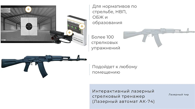 Интерактивный лазерный стрелковый тренажер (Лазерный автомат АК-74)