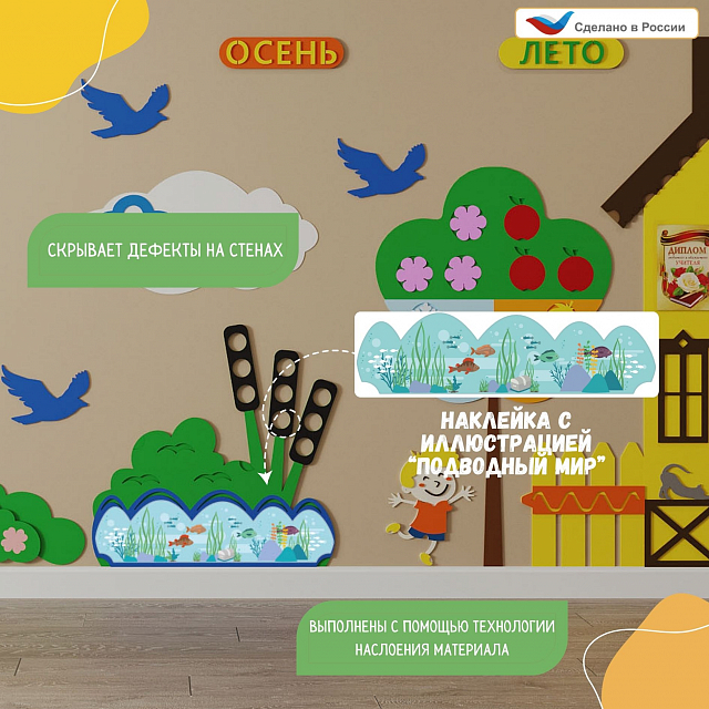 Элемент настенной панели "Вода с камышом" окружающая среда