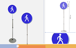 Знак дорожный "Пешеходная дорожка" ПВХ 4.5.1 на стойке с основанием светоотражающий