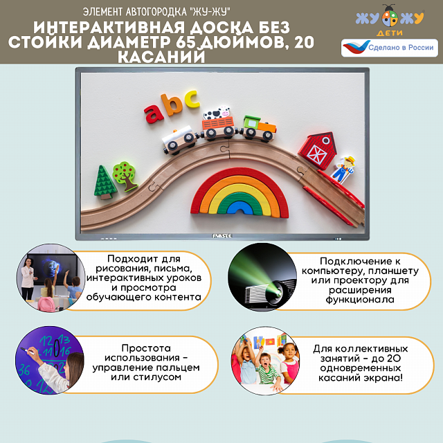 Интерактивная доска без стойки диаметр 65 дюймов,  20 касаний