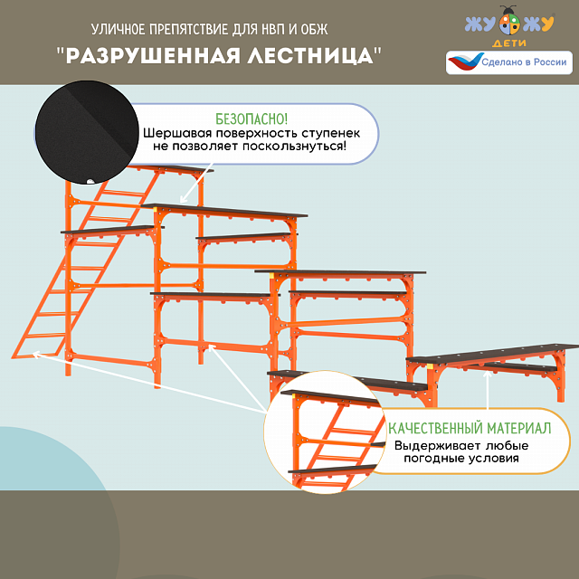 Уличное препятствие для НВП и ОБЖ: "Разрушенная лестница"