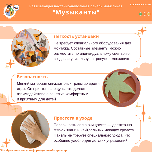 Настенная развивающая панель мобильная “Музыканты”