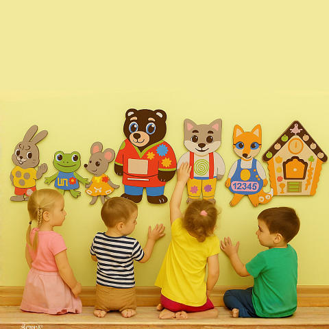 Комплект настенные мягкие бизи-модули 