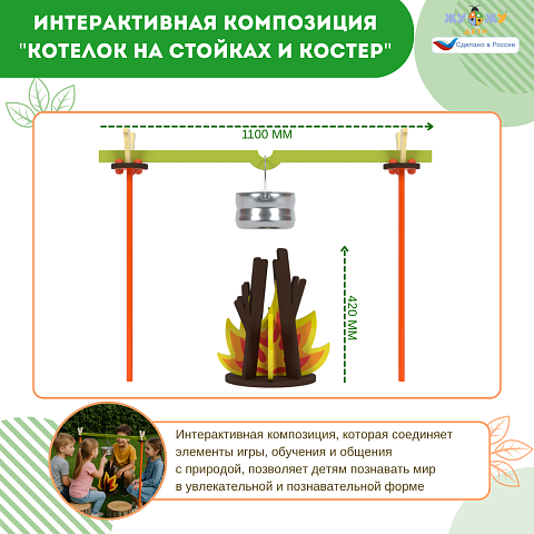 Экоплощадка Жу-Жу: интерактивная композиция "Котелок на стойках и костер"