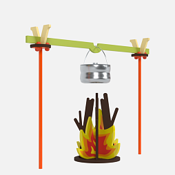 Экоплощадка Жу-Жу: интерактивная композиция "Котелок на стойках и костер"