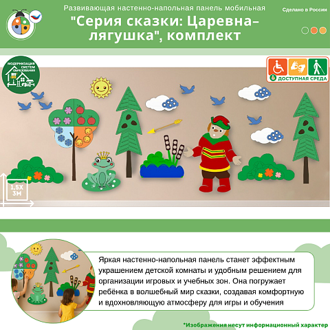 Развивающая настенно-напольная панель мобильная "Серия сказки: Царевна-лягушка", комплект